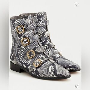 J Crew buckle snakeskin boots